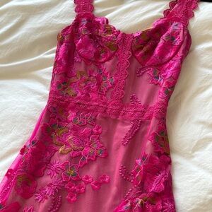 Bronx and Banco Eva Midi Dress (Fuschia) - Size XS